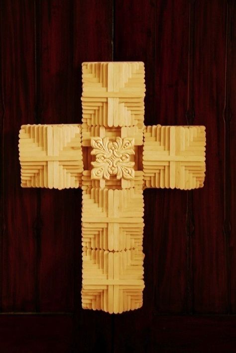 Popsicle Stick Cross • Free tutorial with pictures on how to make a recycled model in under 50 minutes Popsicle Stick Cross, Popsicle Stick Crafts For Adults, Craft Stick Projects, Food Photography Ideas, Popsicle Stick Art, March Food, Adobe Color, Diy Popsicle Stick Crafts, Diy Popsicle