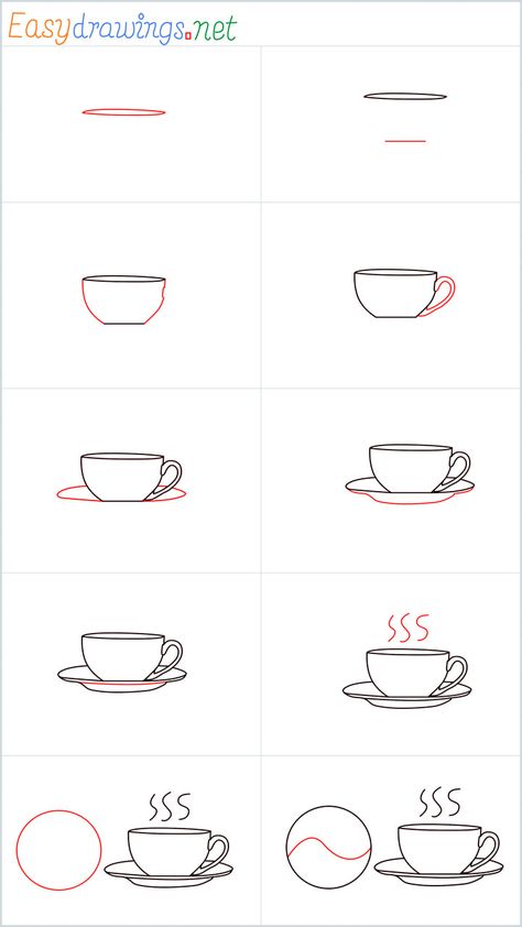 How To Draw A Teacup Step by Step - [10 Easy Phase] Easy Teacup Drawing, Simple Teacup Drawing, How To Draw A Teacup, Food Doodles Easy Step By Step, How To Draw A Coffee Cup Step By Step, Teacup Drawing Simple, Tea Cup Drawing Simple, How To Draw A Tea Cup, Teacups Drawing