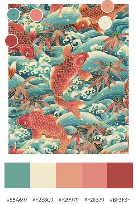 Japanese Colors Palette, Asian Colors Palette, Crazy Rich Asian Color Palette, Koi Fish Color Palette, Koi Color Palette, Japanese Art Color Palette, China Color Palette, Asian Color Palette, Japanese Colour Palette