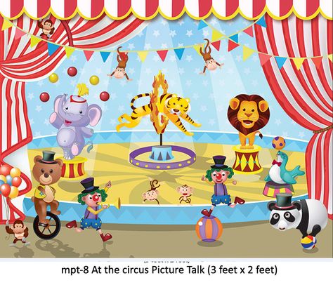 Picture Talk For Kindergarten, Picture Talk For Kids, Picture Story Writing, Picture Story For Kids, Circus Pictures, Drawing Pictures For Kids, School Wall Decoration, Picture Comprehension, Classroom Pictures