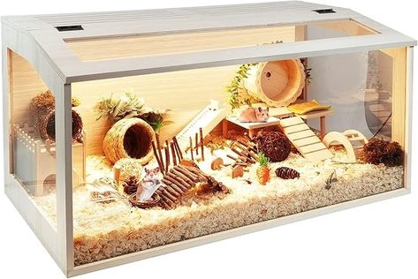 Amazon.com: Prolee Hamster Cage Chewproof, Large Hamster Cages and Habitats 40 Inch Openable Top with Acrylic Sheets Solid Built (Openable Wood Roof, 32" L x 16" W x 16" H) Rat Habitat, Wooden Hamster Cage, Kandang Hamster, Large Hamster Cages, Window Ventilation, Hamster Habitat, Clear Acrylic Sheet, Hamster Toys, Hamster Cages