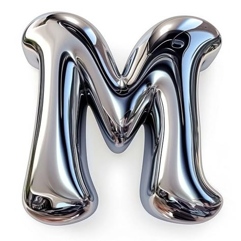 M Bubble Letter, Shadow Alphabet, Shuffle Aesthetic, Chrome Aesthetic, Silver Typography, Metallic Font, T Alphabet, Silver Stickers, Chrome Letters