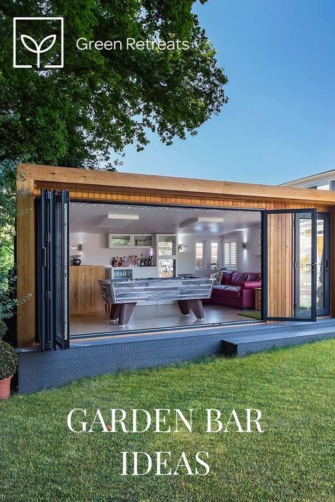 Outdoor Games Room And Bar, Garden Room Decor Ideas, Garden Room Bar Ideas, Small Outdoor Bar Ideas Backyards, Small Garden Bar Ideas, Summerhouse Bar Ideas, Minibar Ideas, Outdoor Bar Ideas Backyards, Garden Room Bar