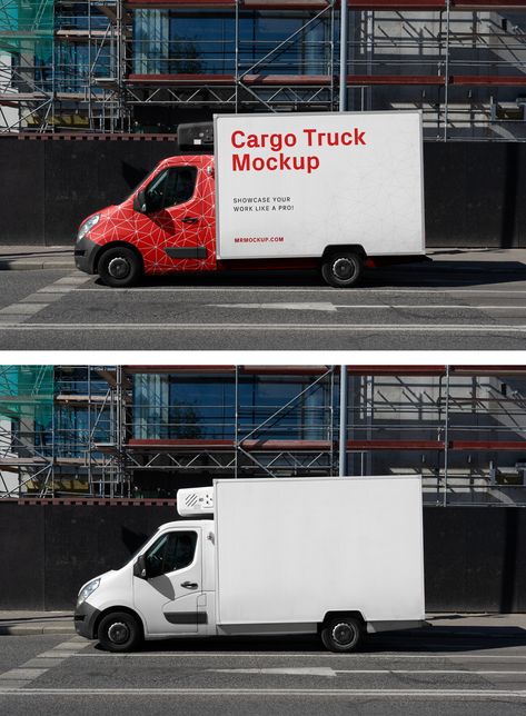 Small Cargo Truck Mockup 1 Cargo Truck Design, Car Mockup Design, Truck Advertising Design, Delivery Truck Design, Truck Wraps Graphics, Mobil Box, Truck Branding, Mockup Ideas, Car Mockup