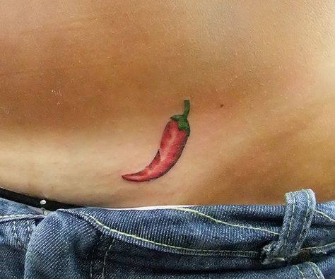 Pepper Tattoo Ideas, Pepper Tattoos, Vegetable Tattoos, Chili Tattoo, Chili Pepper Tattoo, Red Hot Chili Peppers Tattoo, Amazing Chili, Cooking Tattoo, Pepper Tattoo