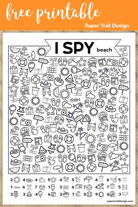 Summer School Activities, Beach Activity, Paper Trail Design, Summer Boredom, Free Printable Crafts, Trail Design, I Spy Games, Screen Free Activities, School Activity