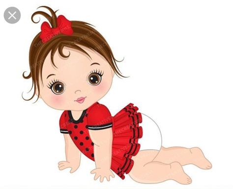 Wearing red Baby Girl Clip Art, Sticker Clipart, Girl Clip Art, Ladybug Baby, Baby Ladybug, Baby Shower Clipart, Clipart Baby