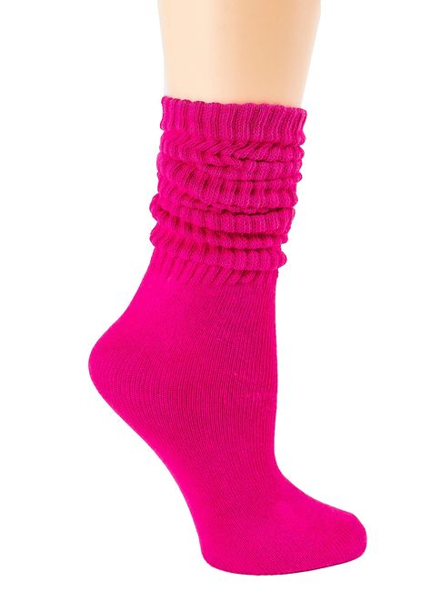 PRICES MAY VARY. 85% Cotton/15% Poly Tumble Dry,Machine Wash 1 PAIR SLOUCH SOCKS - Color: Hot Pink | Size 9 to 11 COMFORTABLE AND CUTE Un-Stretched Sock Measures 15” Long x 3” Wide. Plenty of stretch allows for all day comfort at the gym, work or school. 19 COLORS AVAILABLE – Dark, Light, Rainbow or Neutral . From basic everyday use to just about any other application: Sports, Quarantine Loungewear, Workout, Dance , Festival -We have a color that’s sure to fit your needs. LAYER THEM Embrace your Indie Socks, Workout Dance, Socks Aesthetic, Slouch Socks, Dance Festival, Fluffy Socks, 10th Grade, Pink Socks, Pink Prom