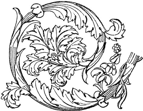 Roman Ornament (though called a roman ornament, it is from Florence. 15th century/Renaissance. Roman Ornament Pattern, Roman Ornament, Ornament Clipart, Art Nouveau Illustration, Ornament Design, Flower Stencil, Silhouette Stencil, Scroll Design, Motif Design