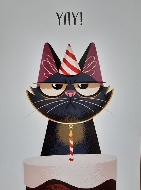 Funny Cat Happy Birthday, Birthday Card With Cats, Happy Birthday Wishes Funny, Birthday Kitty, Funny Birthday Wishes, Cake Happy Birthday, Happy Birthday Cat, Happy Birthday Card Funny, Birthday Cat