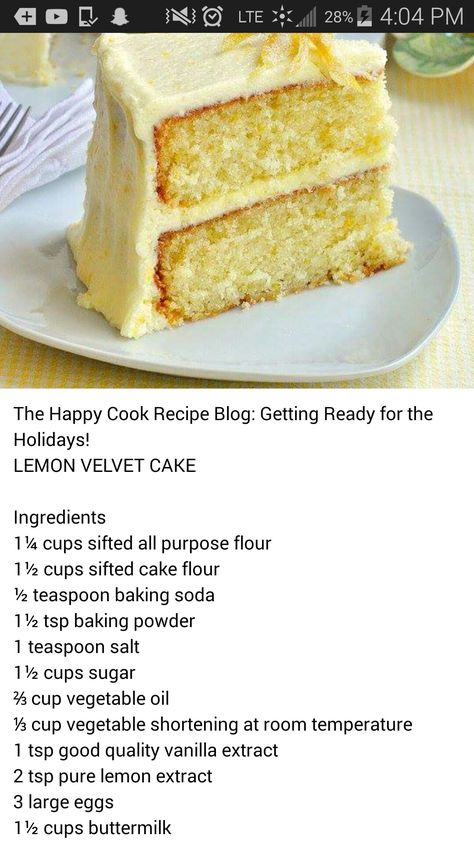 Old School Dessert Recipes, Lemon Velvet Cake Recipe, Homemade Cake Recipes From Scratch, Lemon Cake Recipes, Lemon Velvet Cake, Lemon Layer Cake, Caramel Cake Recipe, Optavia Lean And Green Recipes, Lemon Cakes