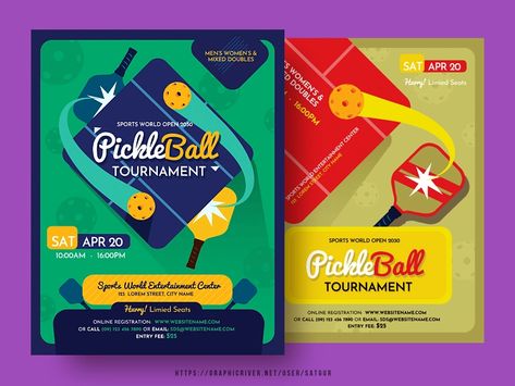 Pickleball Poster, Pickleball Tournament, Pickle Ball, Online Registration, Graphic Design Projects, Graphic Arts, Pickleball, Flyer Design, Global Community