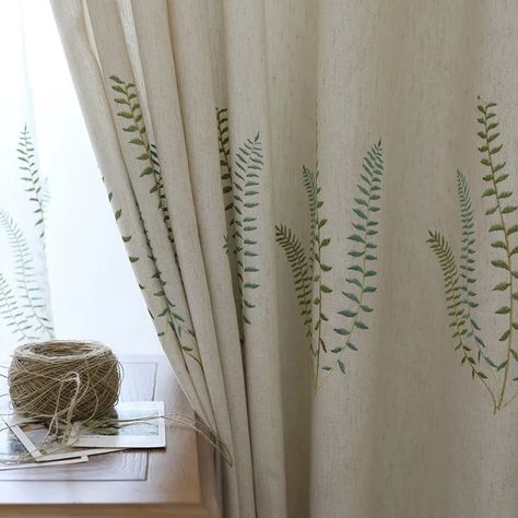 Curtains Embroidery, Balcony Curtains, Window Treatments Sheer, European Living Room, Embroidery Tulle, Elegant Curtains, Country Curtains, Curtains For Living Room, Leaves Pattern