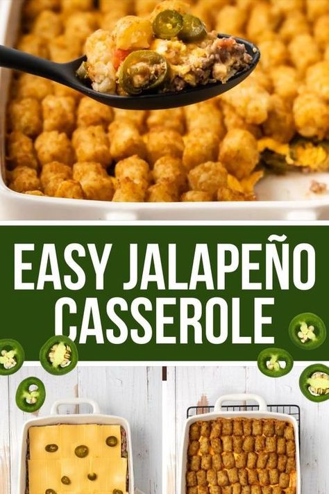 Tater Tot Casserole Jalapeno, Tater Tot Jalapeno Poppers, Bacon Tater Tots, Jalapeno Popper Casserole Recipe, Jalapeno Popper Casserole, Popper Casserole, Tot Nachos, Tater Tot Nachos, Tater Tot Hotdish