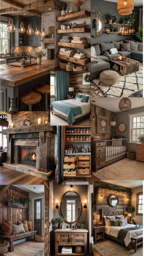 Rustic Rustic Aesthetic House, Hunting Interior Design, Rustic House Ideas, Rustic House Interior, Rustic Decorating Ideas, Rustic House Decor, Rustic Rooms, Rustic Country Home Decor, Rustic Decor Ideas