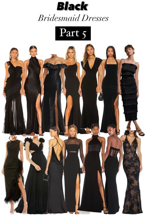 Andie Gown in Black curated on LTK Different Style Black Bridesmaid Dresses, All Different Black Bridesmaid Dresses, Bridesmaid Inspo Dress Ideas, Black Bridesmaids Dresses Mismatched, Mismatch Black Bridesmaids Dresses, Black Tie Wedding Dress Brides, Black Mismatched Bridesmaid Dresses, Mismatched Black Bridesmaid Dresses, Black Wedding Party Attire