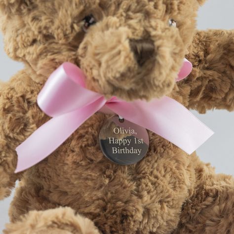 Kiss Gift, Soft Teddy Bear, Recycled Glass Bead, Personalized Baby Girl, First Birthday Gifts, Happy 1st Birthdays, Pregnancy Gifts, New Baby Girls, Baby Keepsake