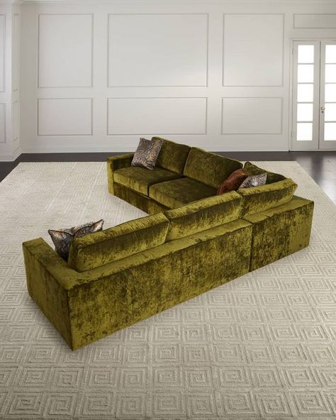 Get free shipping on Massoud Hunter Velvet 3-Piece Sectional at Neiman Marcus. Shop the latest luxury fashions from top designers. Soft Couches, Velvet Sofa Living Room, 70s Interior, Vintage Couch, Velvet Sectional, Pinterest Room Decor, House Accessories, 3 Piece Sectional, Cabin Design