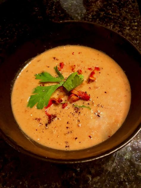 Vegan Lobster Bisque | A Vegan Gourmet Vegan Lobster Bisque, Vegan Bisque, Vegan Lobster, Spicy Lobster, Mushroom Bisque, Lobster Bisque Recipe, Lobster Mushroom, Vegan Gourmet, Vegetarian Soups