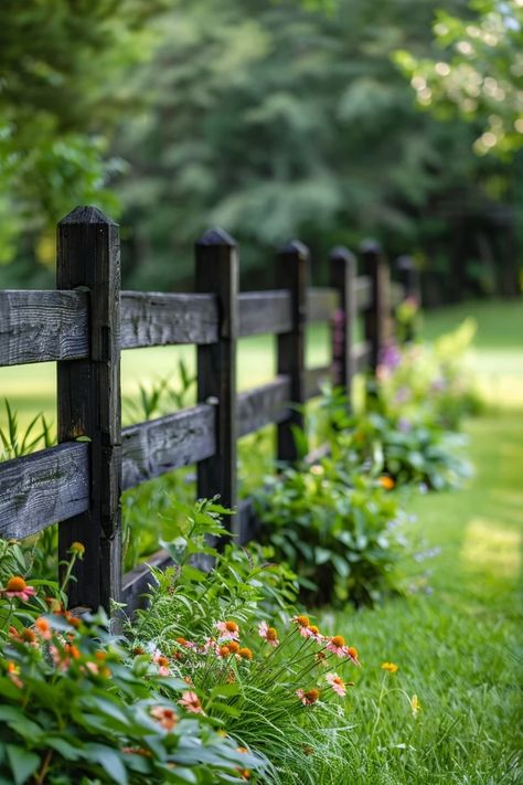 Rustic Ranch Fencing Ideas for Authentic Charm Natural Picket Fence, Outdoor Siding Decor, Ranch Style Fence Ideas, Rustic Wood Fence Ideas, Cottage Fence Ideas, Barn Landscaping Ideas, Country Fence Ideas, Rustic Fence Ideas, Farmhouse Fence Ideas