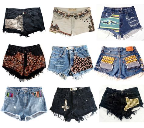 DIY shorts Diy Shorts, Denim Diy, Ropa Diy, Denim Cutoffs, How To Make Shorts, Cute Shorts, Short Shorts, Cut Off Shorts, Mode Style