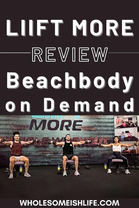 Beachbody's Liift More program review. Liift more is a weight liifting program you can do at home. This strength training program is 8 weeks long. All you need for this exercise program are dumbbells, an internet connect, and a bench Beachbody Programs, Home Exercise Program, Strength Training Program, At Home Workout, Exercise Program, Workout Program, Training Program, Home Workout, 8 Weeks