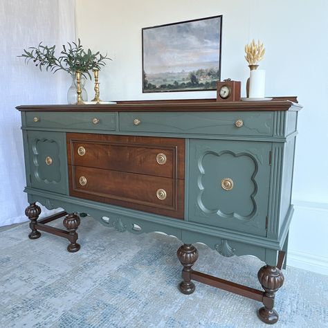 ⭐️Currently available! Refinished antique buffet. Jacobean Buffet, Antique Buffet, Dining Room Furniture, Dining Furniture, Room Furniture, Living Furniture, Dining Room, Home And Living, Ships