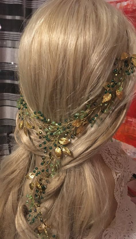 Vine Hair Piece, Green Wedding Hair, Leaf Tiara, Gold Hair Piece, Gold Hair Vine, Leaf Headpiece, Wedding Hair Wreath, Wedding Headdress, Wedding Hair Piece