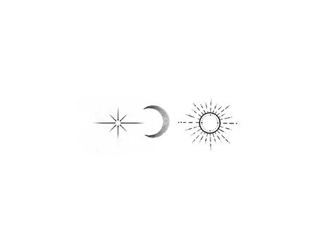 Sun Moon Stars Tattoo, Dainty Tats, Moon Star Tattoo, Minimalistic Tattoo Ideas, Tattoo Sonne, Sun Tattoo Small, Minimalistic Tattoo, Matching Tats, Tattoos Inspo