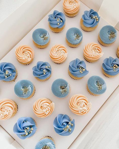 Blue And Peach Cupcakes, Colourful Birthday Cupcakes, Cup Cake Ideas Girl, Cake Colour Palette, Bluey Birthday Cupcakes For Girl, Bluey Cupcakes Ideas, Bluey Cupcakes For A Girl, Bluey Cupcake Cakes, Bluey Birthday Cupcakes