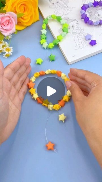 Paper Star Bracelet, Handicrafts Ideas Handmade, Paper Bracelet For Kids, Cute Origami Easy, Handicrafts Ideas, Paper Bracelets, Creative Handicraft, Handicraft Ideas, Bts Diy