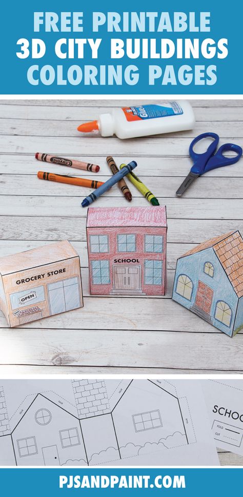 3d Paper City Templates, City Classroom Theme, 3d Town Project, Preschool Architecture Design Building, Community Buildings Free Printable, Paper City Printable Template, 3d City Project, Build A Town Free Printable, If I Built A House Activities For Kids