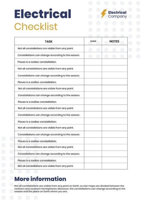 Geometric Electric Express Service Inspection Checklist Electrical Inspection, Job Cover Letter, Inspection Checklist, Checklist Template, Used Tools, Electrical Engineering, Cover Letter, Business Branding, Free Graphic Design