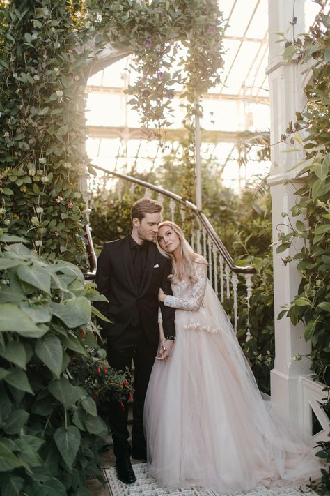 Wedding Photograph | PewDiePie and Marzia Bisognin's Wedding | Know Your Meme Pewdiepie And Marzia, Kew Gardens Wedding, Marzia And Felix, Marzia Kjellberg, Weird Wedding, Marzia Bisognin, Felix Kjellberg, Swedish Wedding, Summer Dresses For Wedding Guest