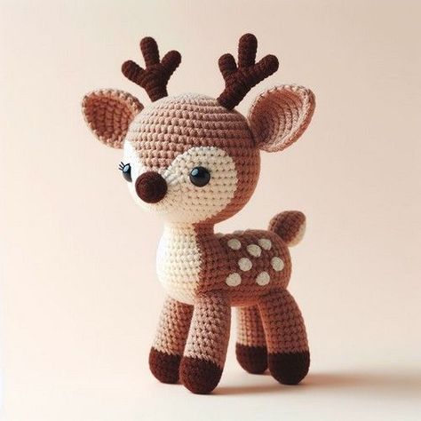 Deer Crochet Pattern Free Amigurumi, Deer Amigurumi Pattern, Bambi Crochet Pattern, Crocheted Deer Patterns, Bambi Crochet Pattern Free, Crochet Fawn Pattern Free, Free Deer Crochet Pattern, Free Crochet Deer Pattern, Deer Crochet Pattern Free