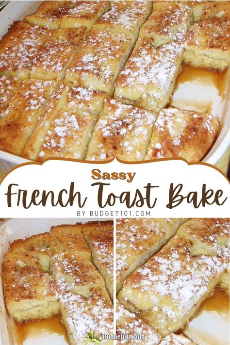 Sassy N Simple French Toast Bake Sassy N Simple French Toast Bake: A sweet, creamy, and crispy breakfast delight. Prep ahead, bake fresh, and enjoy a hassle-free gourmet meal! #Budget101 Baked French Toast Recipe, Oven Baked French Toast, Blueberry French Toast Bake, Easy French Toast Bake, French Toast Bake Overnight, Baked French Toast Casserole, French Toast Bake Recipe, Baked French Toast, Breakfast Casseroles