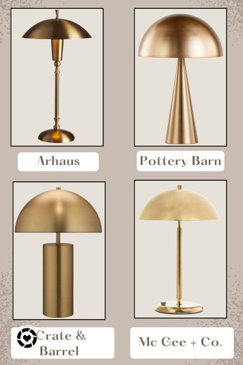 Brass Mushroom Lamp, Lamp Kitchen Counter, Uni Flat, Mid Century Lamps, Golden Empire, Dome Table Lamp, Mushroom Lamps, Battery Operated Table Lamps, Console Entryway