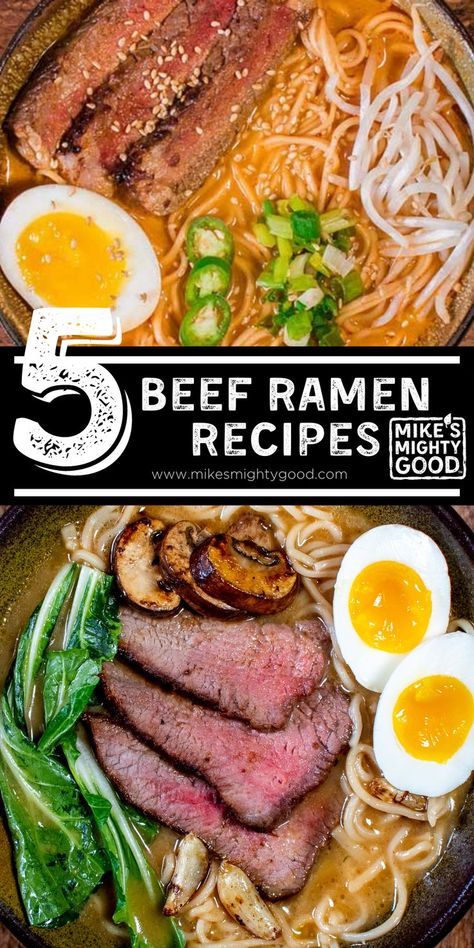 5 beef ramen recipes Homemade Ramen Noodles Soup Beef, Ramen With Beef Recipes, Ramen Homemade Recipe, Japanese Beef Ramen Noodle Recipes, Homemade Ramen Beef, Ramen Meat Recipe, Ramen Steak Recipes, Ramen Noodle Recipes With Steak, Ramon Noodles Recipes Beef