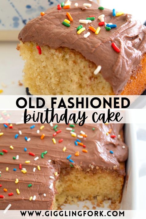 Old Fashioned Birthday Cake Old Fashion Cake Recipes, Birthday Cake From Scratch, Old School Cake, Homemade Milk Chocolate, Chocolate Icing Recipes, Cake Batter Recipes, Homemade Birthday Cake, Milk Chocolate Frosting, Holiday Entertaining Food