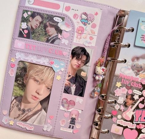 Kpop Binder Decoration, Kpop Deco Journal, A5 Binder Deco, Pc Binder Deco, Binder Aesthetic Ideas, Macaron Binder Deco, Decorate Binder, Kpop Scrapbook Ideas, Binder Decoration Ideas