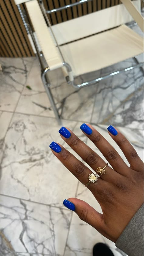 Shorties Nails Plain, Natural Fingernails Polish, Shirt Blue Nails, Step Show Outfit Hbcu Greek, Blue Short Acrylics, Summer Nails 2023 Black Women, Painting Natural Nails, Short Nail Designs Natural Nails, Short Square Acrylic Nails Summer Colors