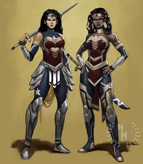 ArtStation - Wonder Women - Diana & Nubia, Nate Hudson Dc Oc, Wonder Woman Design, Reborn Anime, Greek City, Buff Women, Wonder Woman Art, Jungle Art, Black Comics, Female Hero