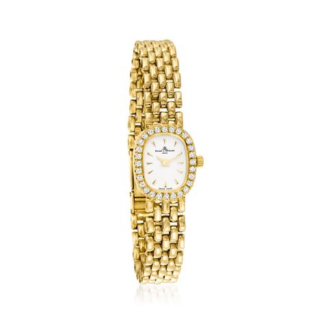 C. 1980 Vintage Baume & Mercier Women's .50 ct. t.w. Diamond Watch in 14kt Yellow Gold. 6.5" | Ross-Simons Baume Mercier Watches Women, Diamond Watches Women, Baume Mercier, Fine Jewelery, Watches Women, Natural Gold, Ancient Symbols, Yellow Gold Bracelet, Diamond Watch