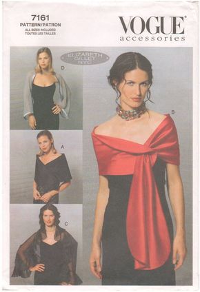 Vogue 7161 - 2001 Sewing Pattern - Uncut and complete with instructions. Evening Wraps: A: Asymmetrical closure. B: Buttonhole opening. C: Self ruffle. D: Contrast bands. Sizes: Small 6/10 Medium 12/14 Large 16/18 XLarge 20/22 XXLarge 24 Envelope is in good condition. Age-related wear and discoloration. There are a few dirty marks on the envelope. Want to see more sewing patterns from my shop? https://www.etsy.com/shop/HappyIFoundIt?ref=si_shop Bathing Suit Patterns, Evening Wrap, Evening Accessories, Evening Wraps, Vogue Sewing, Vogue Sewing Patterns, Wrap Pattern, Mccalls Sewing Patterns, Patterned Scarves