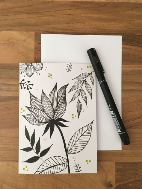 Index Card Drawing Ideas, Easy Doodle Art Drawing Flowers, Girly Art Drawing, Sketch Pen Art Doodles Easy, Flower Art Drawing Simple, Mandala Art Therapy Hand Drawn, Easy Drawings With Pen, Split Drawings, Flower Doodle Art Design