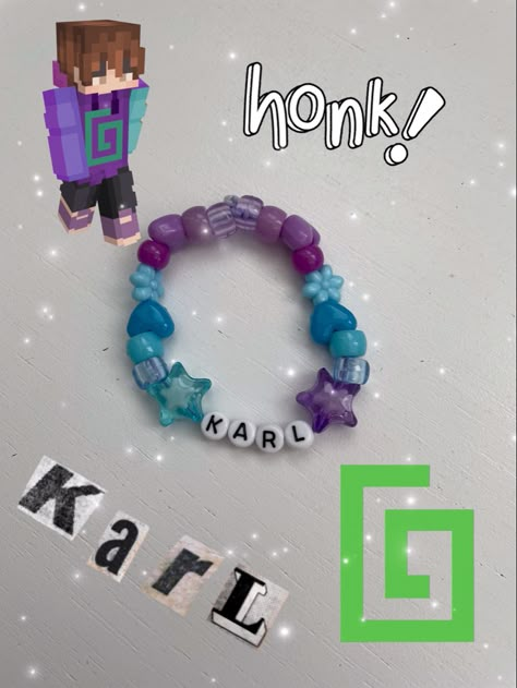 Karl Jacobs Bracelet, Dsmp Bracelet Ideas, Dsmp Bracelets, Scene Bracelets, Pulseras Ideas, Pulseras Kandi, Diy Kandi Bracelets, Pony Bead Crafts, Diy Kandi