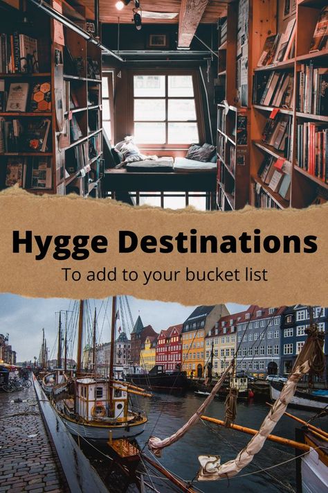 Hygge destinations should be at the top of your next travel wish list. With cozy cafes, beautiful bookstores, inviting pubs, and cold weather that pushes you indoors, it could just be the best way you'll spend your next relaxing vacation. Denmark Hygge, Beautiful Bookstores, Literary Travel, Travel Japan, Travel Wishlist, Cozy Cafe, Relaxing Vacations, Fall Travel, Copenhagen Denmark