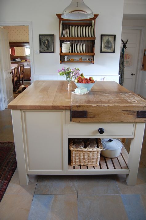 Lovely vintage butchers block on a kitchen island. www.eastburncountryfurniture.co.uk Butcher Block Ideas, Butchers Block, Butcher Block Kitchen, Butcher Blocks, Handmade Kitchen, Kitchen Gallery, Diy Kitchen Island, Handmade Kitchens, Country Furniture