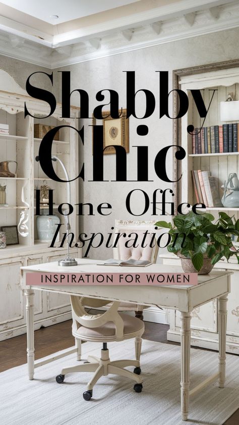 Blend shabby chic DIY projects with modern office room ideas for a chic, yet timeless workspace. 🌿 Use a feminine desk setup to complement the chic color palette. ✨ This beautiful home office for women combines shabby chic living with a modern touch for the perfect blend of elegance and comfort! 🌸 #shabbychicdiyprojects #shabbychicliving #chiccolorpalette #femininedesksetup #modernhomeoffice #shabbychicdecor #stylshabbychic #homeofficedesignforwomen Home Office For Women, Shabby Chic Apartment Decor, Feminine Home Office Classy, Shabby Chic Color Palette, Office For Women, Office Room Ideas, Modern Office Room, Shabby Chic Craft Room, Chic Decor Diy