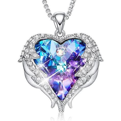 Swarovski Heart Necklace, Angel Wings Heart, Swarovski Heart, Crystal Heart Necklace, Swarovski Crystal Hearts, Crystal Angels, Heart Shaped Necklace, Swarovski Necklace, Wing Necklace